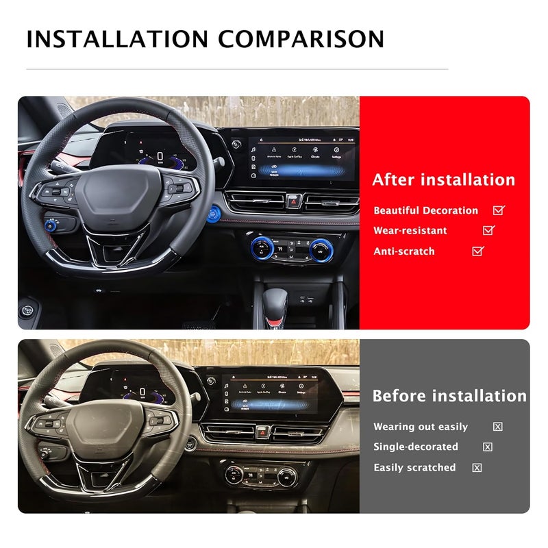 Polodunn for 2020-2025 2026 Chevrolet Trailblazer Accessories & 2024-2025 2026 Chevy Trax Accessories, 5pcs Aluminum Alloy Knob Covers Trim Set - Air Conditioner, Headlight & Push Start (Dark-Blue) - Image 5